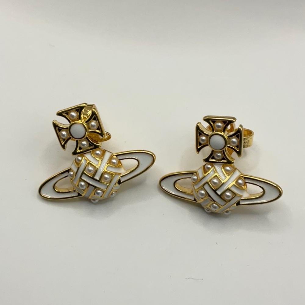 Vivienne Westwood Gold and White Earrings